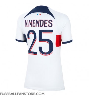 Paris Saint-Germain Nuno Mendes #25 Replik Auswärtstrikot Damen 2023-24 Kurzarm